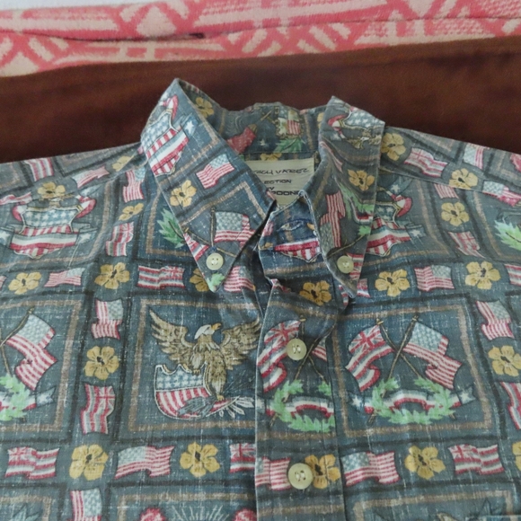 Reyn Spooner Dietrich Varez Hawaiian Shirt USA Flag Men's Size M - Picture 4 of 5